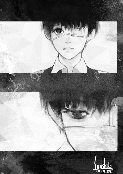 character artwork of kaneki ken from tokyo ghoul series by creator ishida sui