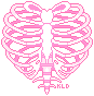 pixel art of a rib cage in the shape of a heart