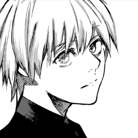 manga artwork of the character ken kaneki from series tokyo ghoul